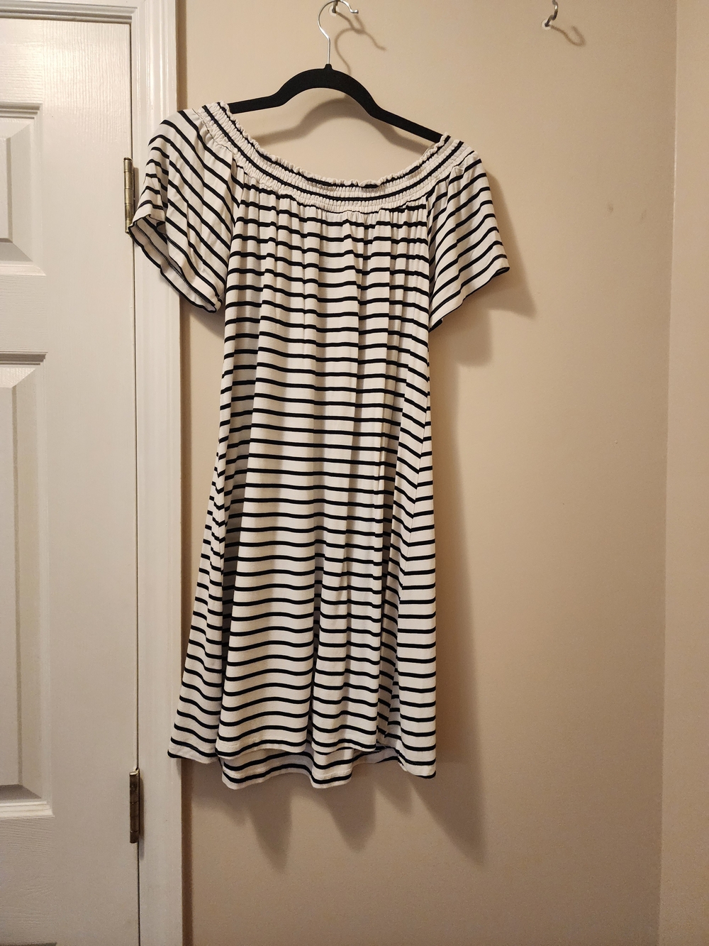 Mossimo Supply Co. Black and White Striped Off-Shoulder Dress